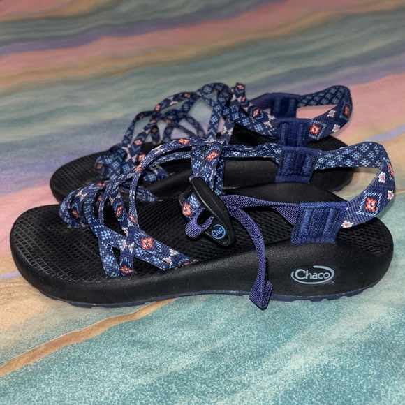 Chaco ZX2 Classic Blue Aztec Toe Loop Sandals Women Size 9 - Picture 2 of 7